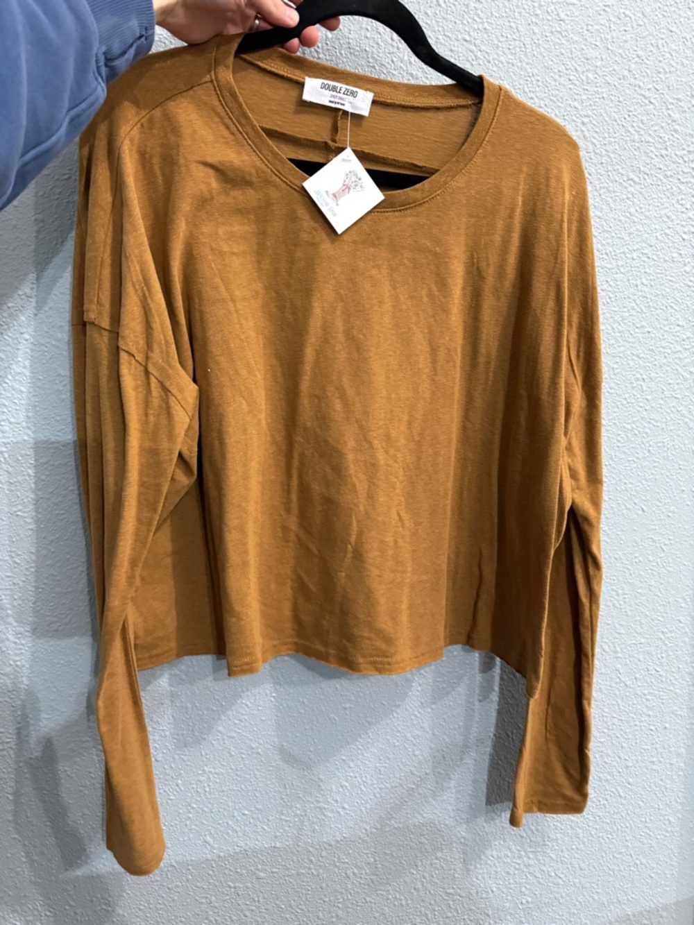 Double Zero Mustard Long Sleeve Cropped Tee